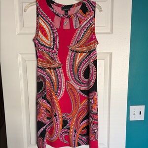 ALYX Paisley Keyhole Mini Dress in Fuchsia Pink and Black